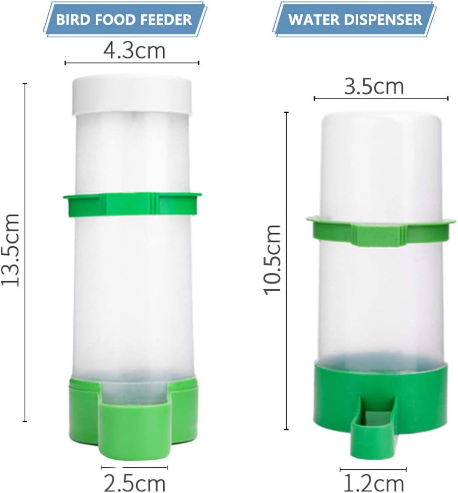 Bird Feeder, Bird Water Dispenser for Cage, XISTEST 2PCS Automatic Bird Water Feeder with 1PCS Food Feeder for Cage Pet Parrot Budgie Lovebirds Cockatiel (2Pcs 90Ml + 1Pcs 150Ml)