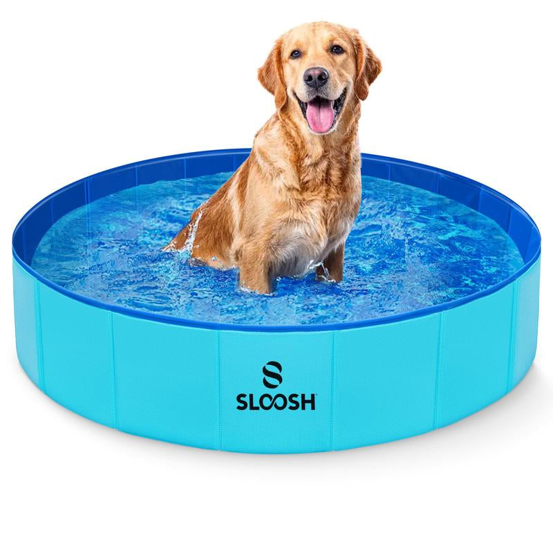 SLOOSH Foldable Dog Kiddie Pool - Portable Hard Plastic Doggie Swimming Pool, Anti-Slip Collapsible Pets Bath Tub Suitable for Kids Indoor Outdoor Backyard Use