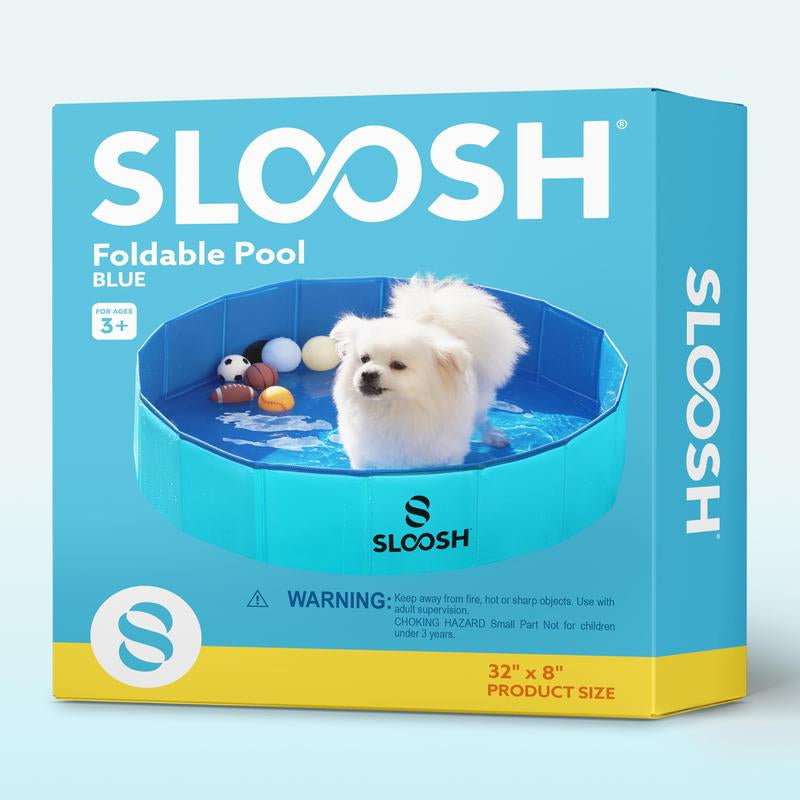 SLOOSH Foldable Dog Kiddie Pool - Portable Hard Plastic Doggie Swimming Pool, Anti-Slip Collapsible Pets Bath Tub Suitable for Kids Indoor Outdoor Backyard Use