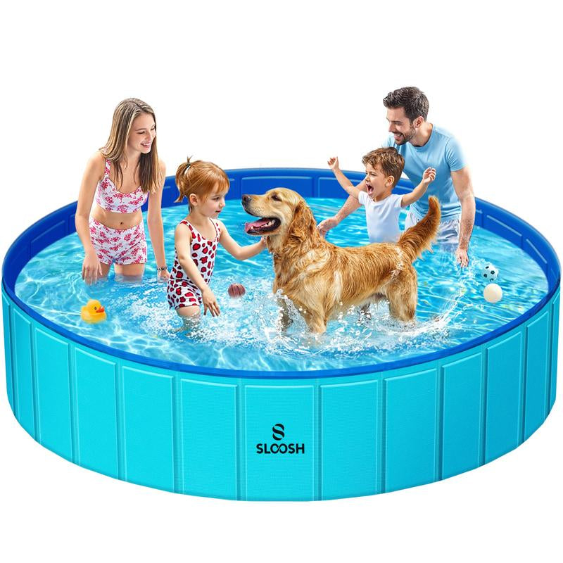 SLOOSH Foldable Dog Kiddie Pool - Portable Hard Plastic Doggie Swimming Pool, Anti-Slip Collapsible Pets Bath Tub Suitable for Kids Indoor Outdoor Backyard Use