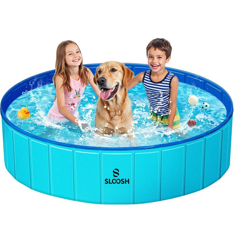 SLOOSH Foldable Dog Kiddie Pool - Portable Hard Plastic Doggie Swimming Pool, Anti-Slip Collapsible Pets Bath Tub Suitable for Kids Indoor Outdoor Backyard Use